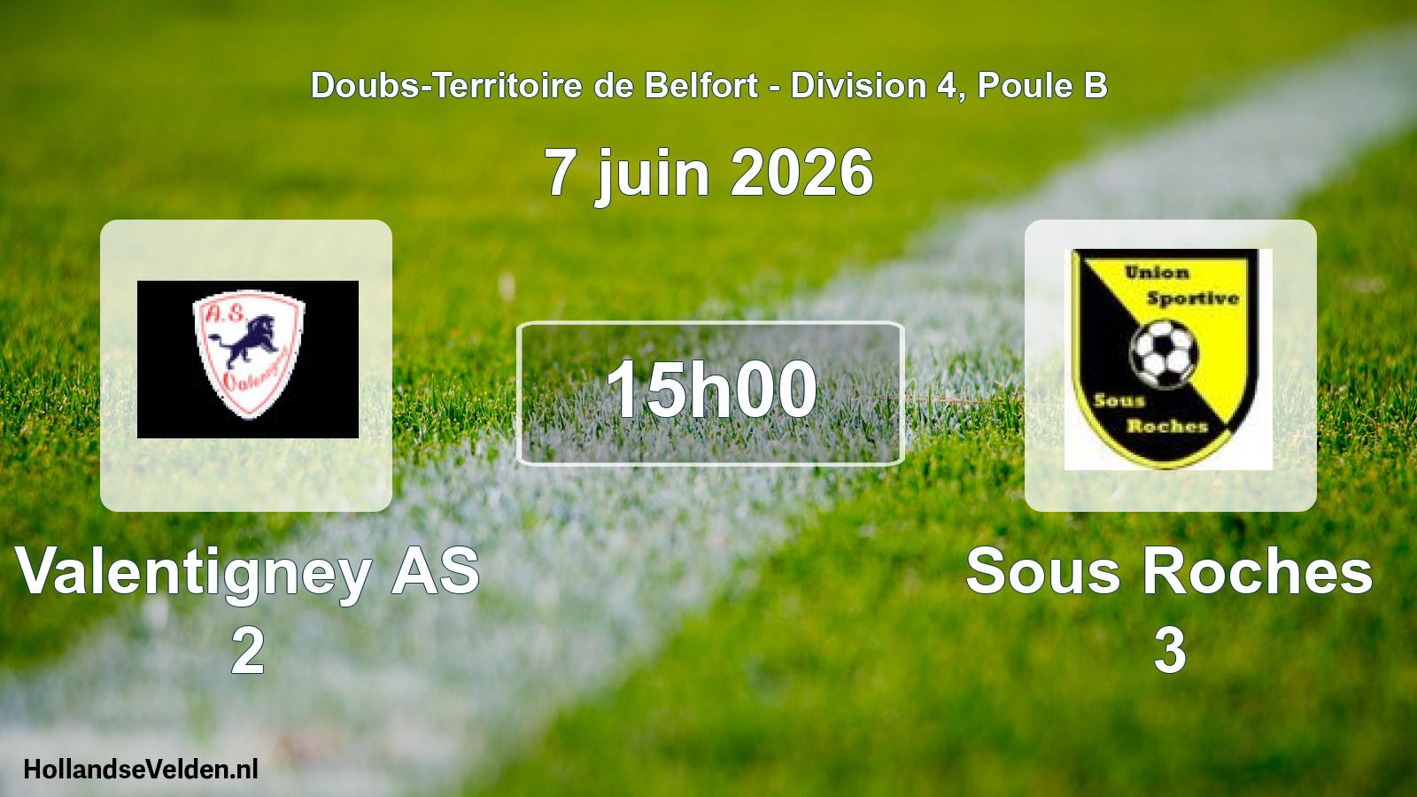 Match programmé: Valentigney AS 2 - Sous Roches 3 (7 juin 2026)