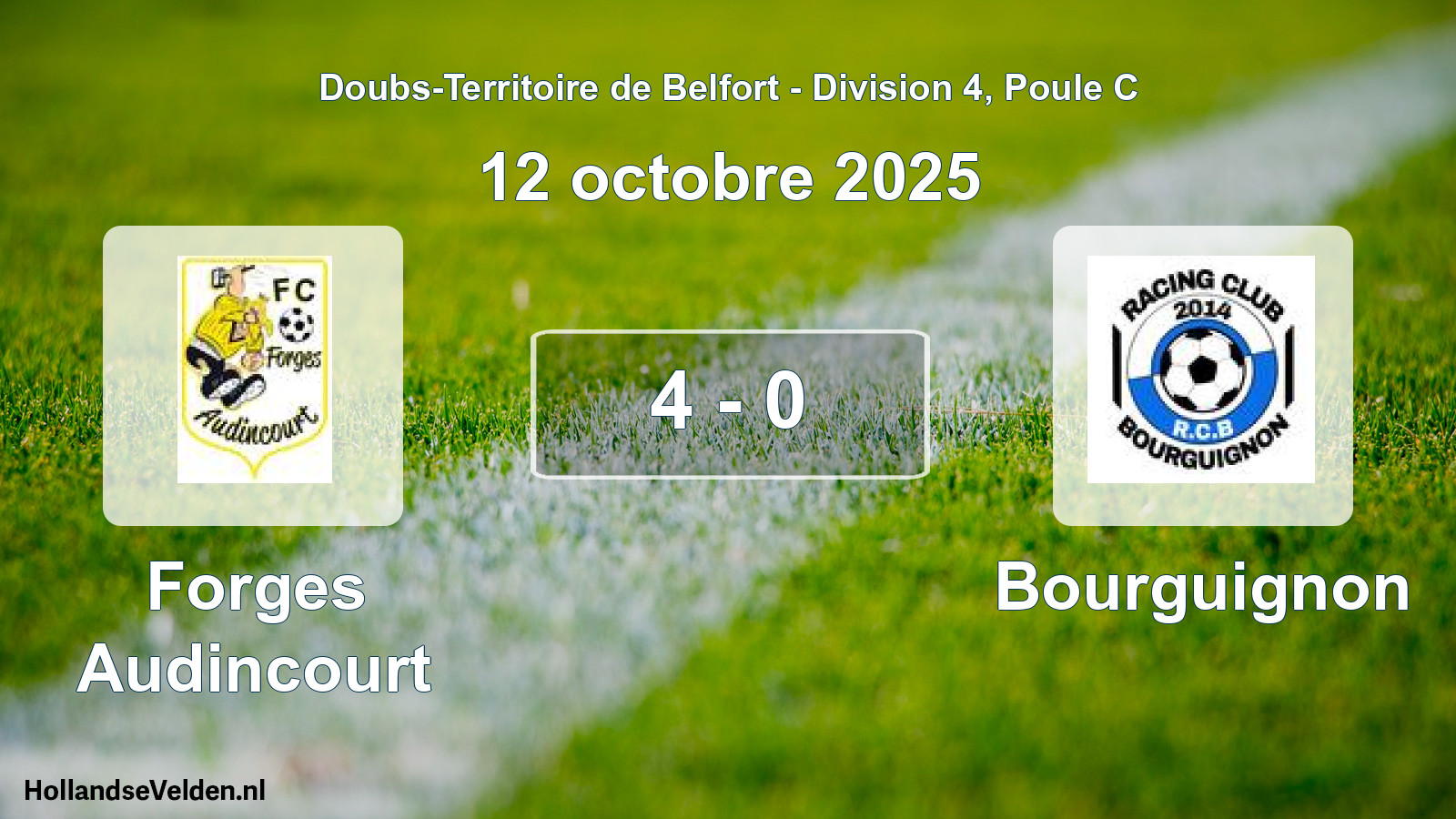 Match joué: Forges Audincourt - Bourguignon 4 - 0 (12 octobre 2025)