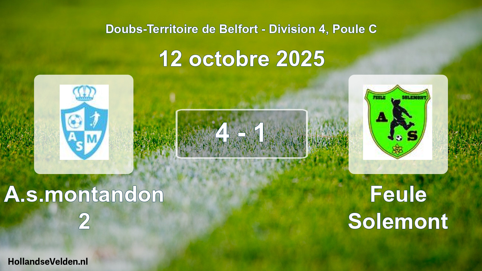 Match joué: A.s.montandon 2 - Feule Solemont 4 - 1 (12 octobre 2025)