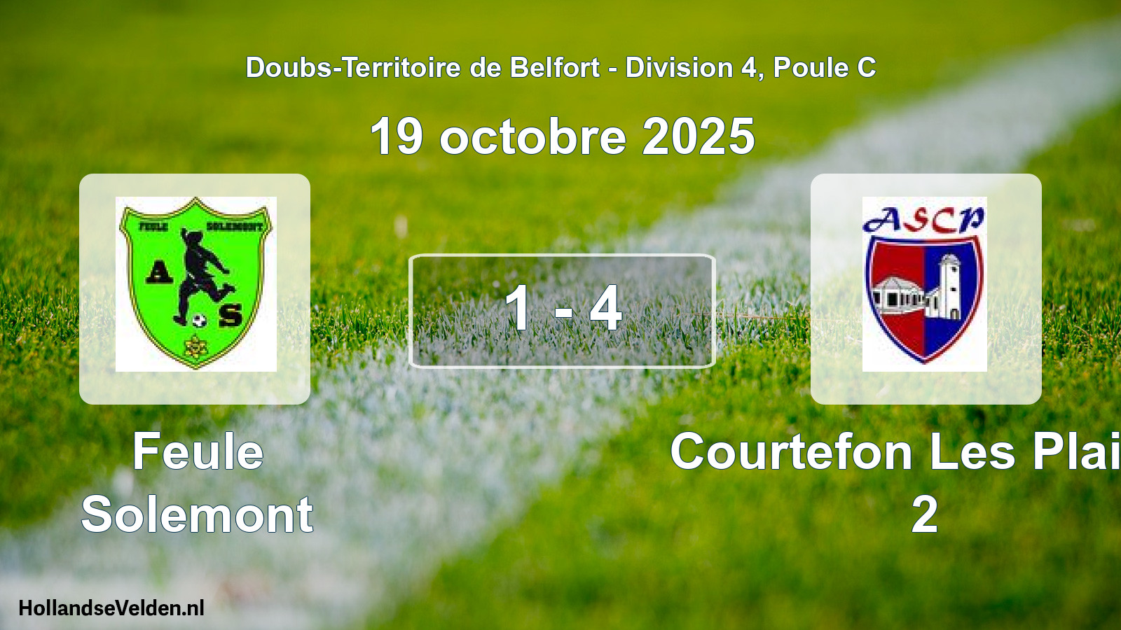 Match joué: Feule Solemont - Courtefon Les Plains 2 1 - 4 (19 octobre 2025)