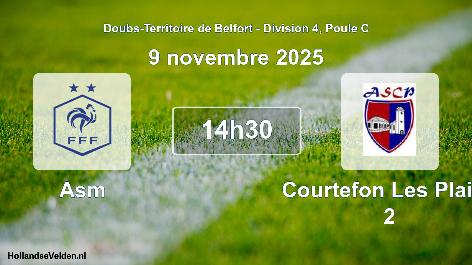 Match programmé: Asm - Courtefon Les Plains 2 (9 novembre 2025)