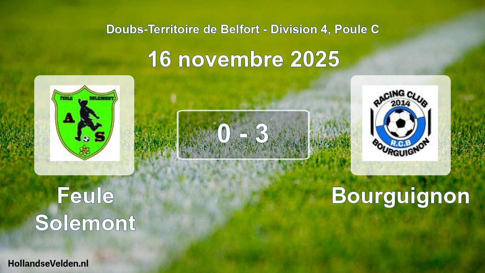 Match joué: Feule Solemont - Bourguignon 0 - 3 (16 novembre 2025)