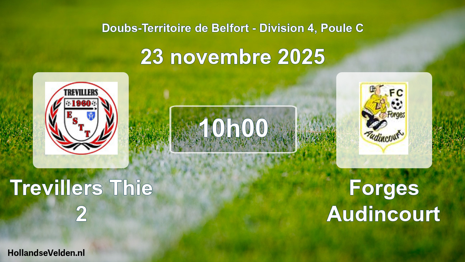 Match programmé: Trevillers Thie 2 - Forges Audincourt (23 novembre 2025)