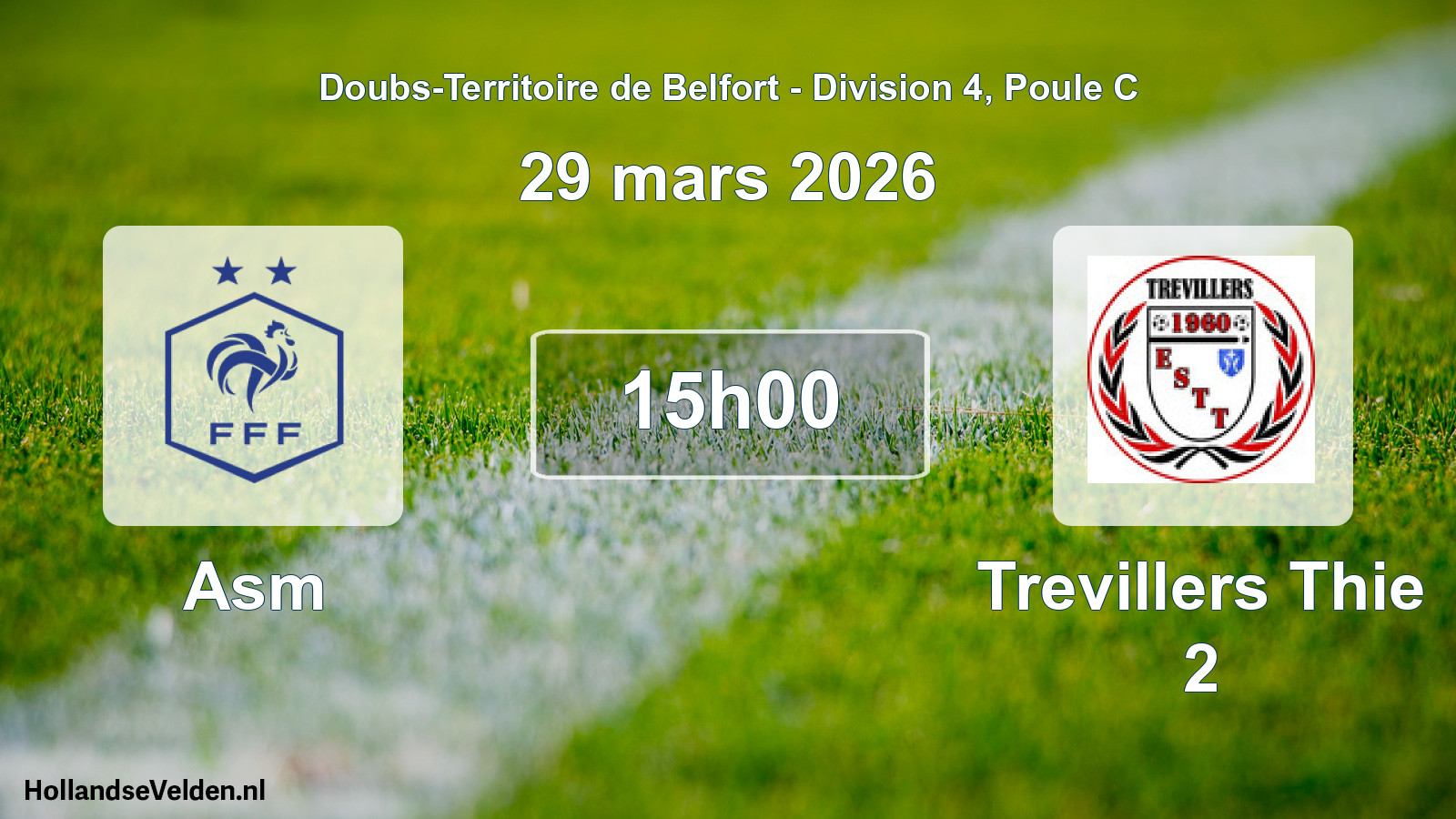 Match programmé: Asm - Trevillers Thie 2 (29 mars 2026)