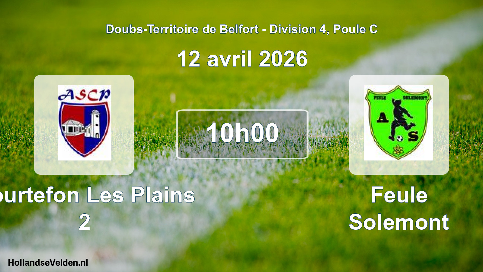 Scheduled Match: Courtefon Les Plains 2 - Feule Solemont (12 April 2026)