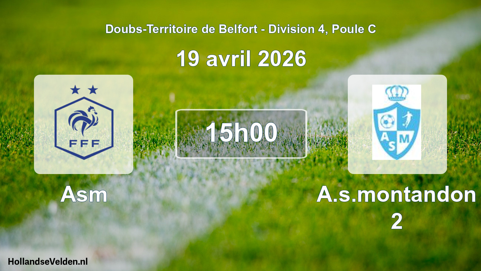 Scheduled Match: Asm - A.s.montandon 2 (19 April 2026)