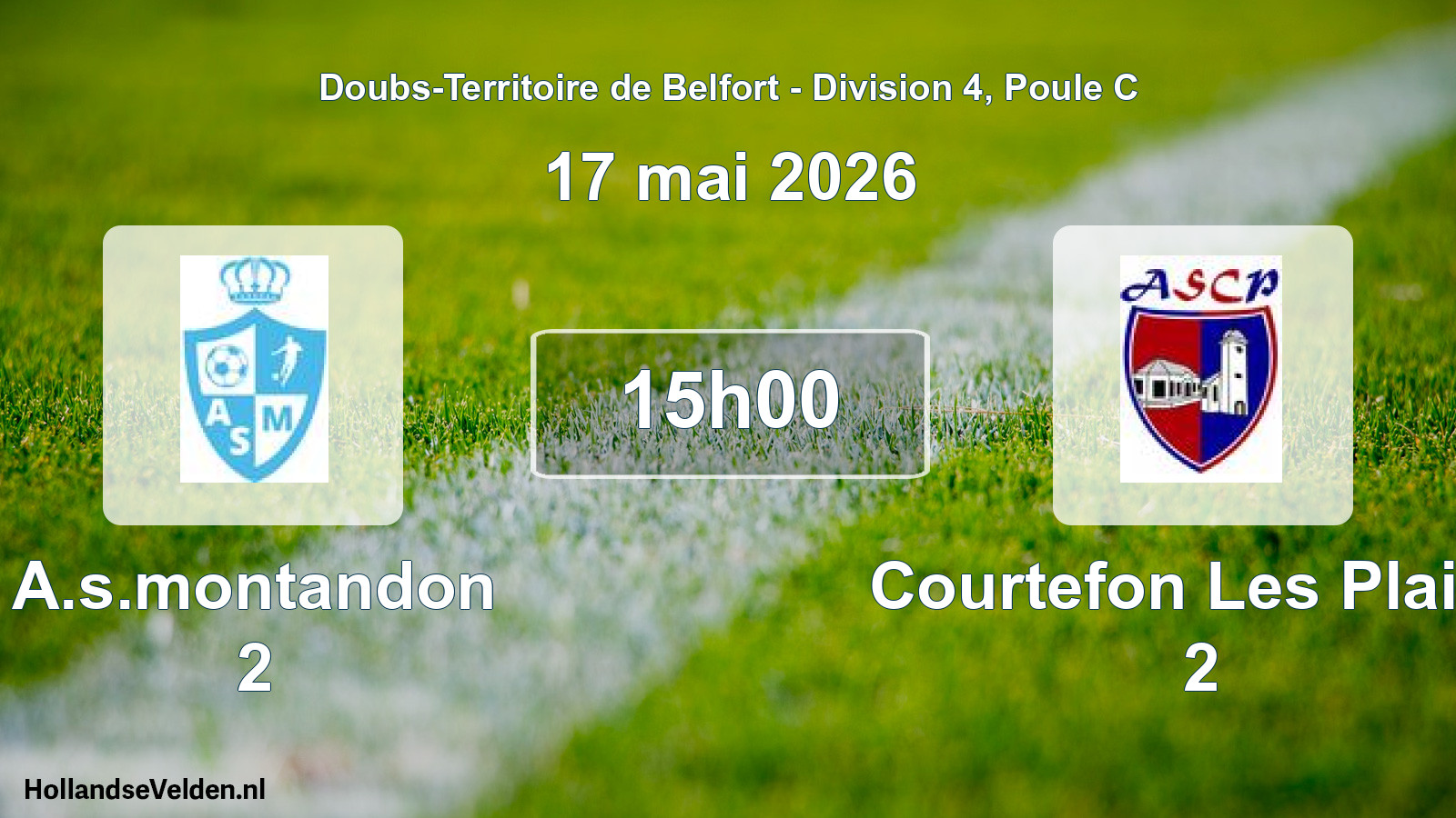 Scheduled Match: A.s.montandon 2 - Courtefon Les Plains 2 (17 May 2026)