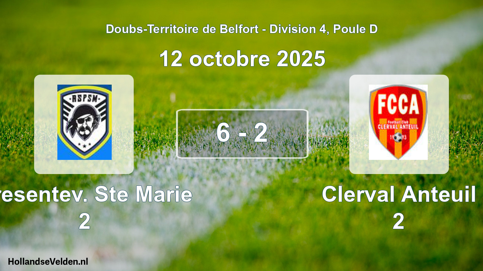 Match joué: Presentev. Ste Marie 2 - Clerval Anteuil 2 6 - 2 (12 octobre 2025)
