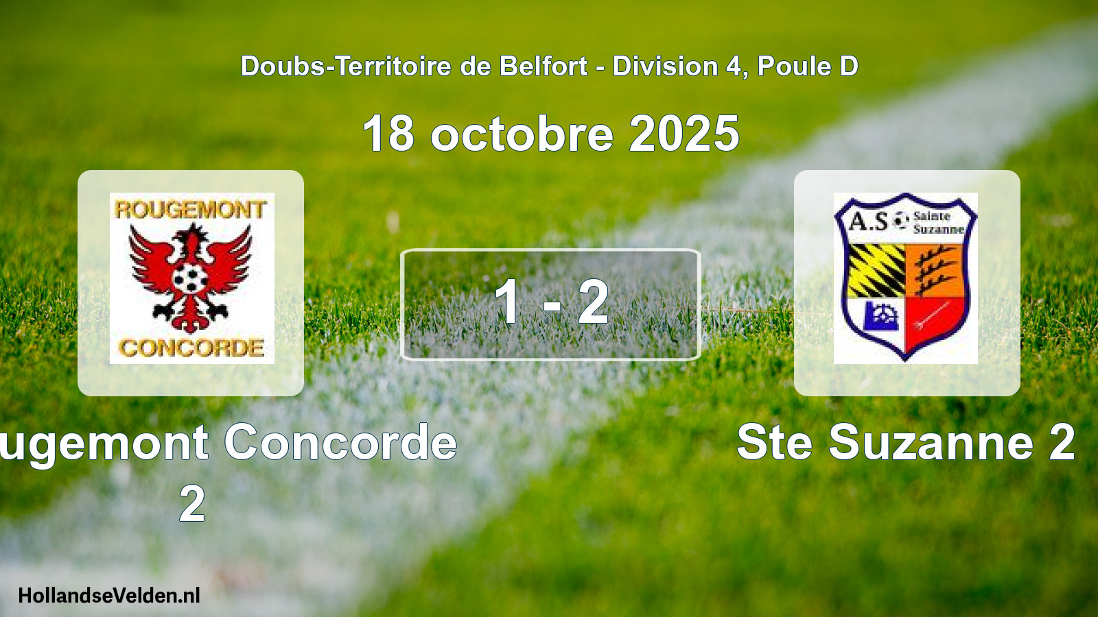 Match joué: Rougemont Concorde 2 - Ste Suzanne 2 1 - 2 (18 octobre 2025)
