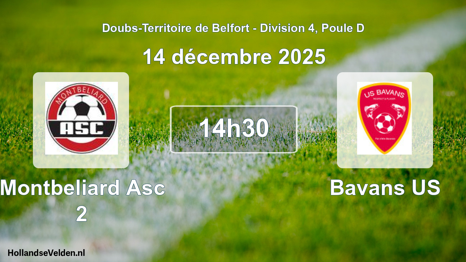 Match programmé: Montbeliard Asc 2 - Bavans US (14 décembre 2025)