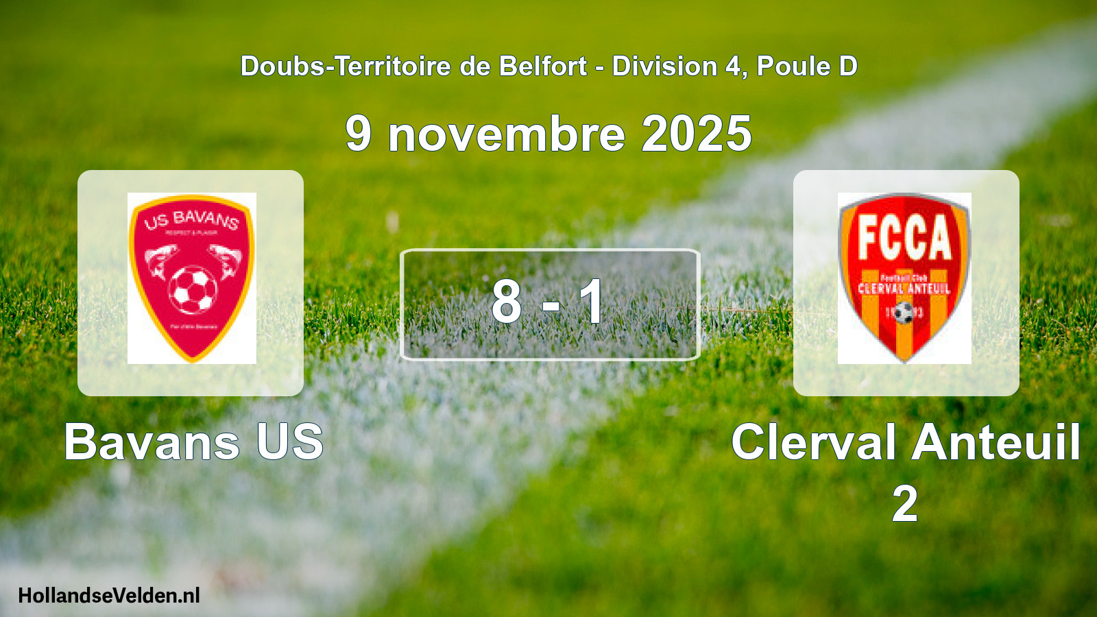 Match joué: Bavans US - Clerval Anteuil 2 8 - 1 (9 novembre 2025)