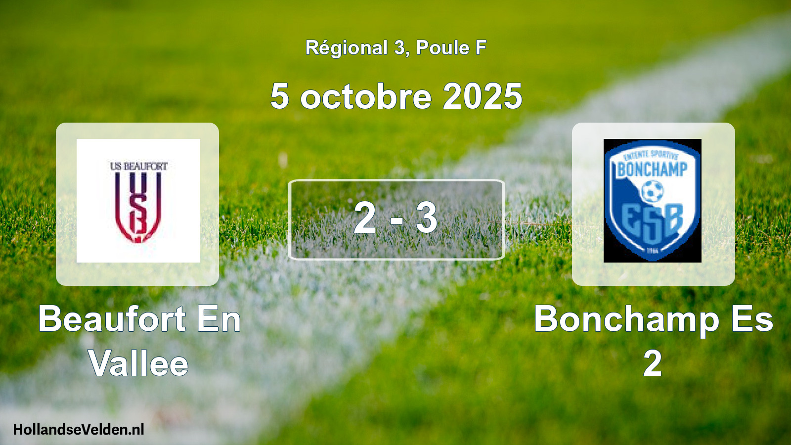 Total number of matches played: Beaufort En Vallee - Bonchamp Es 2 2 - 3 (5 October 2025)