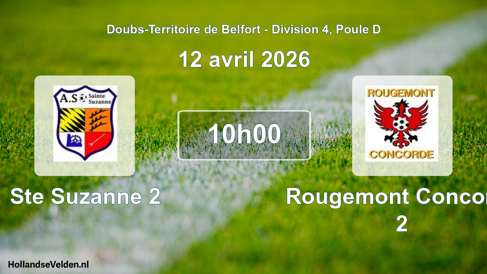 Match programmé: Ste Suzanne 2 - Rougemont Concorde 2 (12 avril 2026)