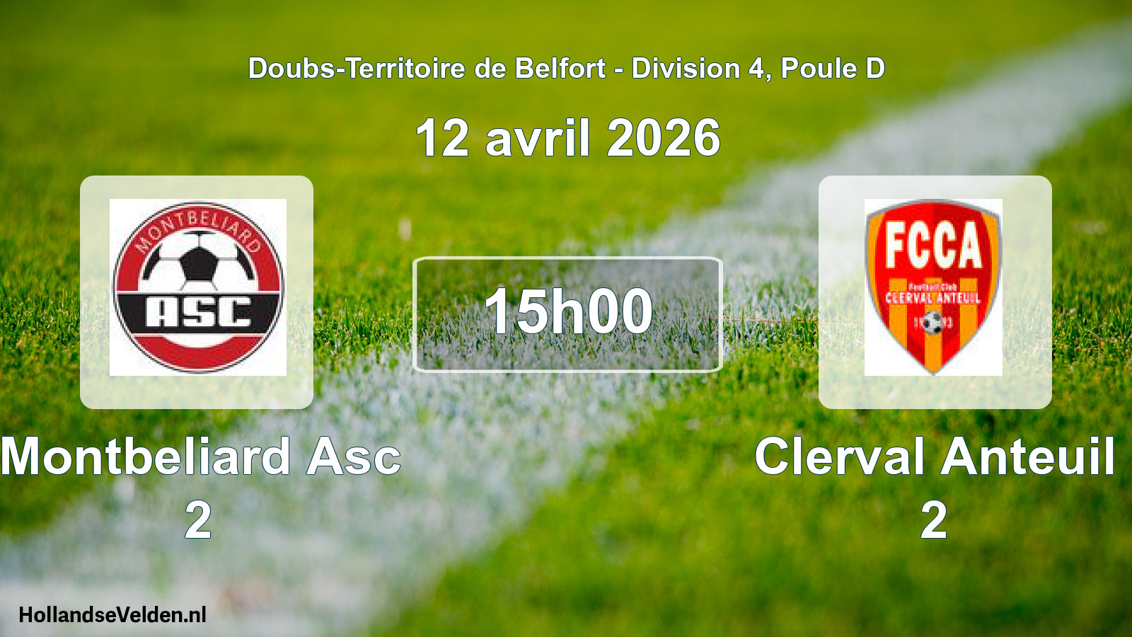 Match programmé: Montbeliard Asc 2 - Clerval Anteuil 2 (12 avril 2026)
