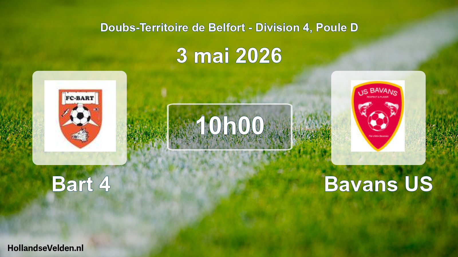 Match programmé: Bart 4 - Bavans US (3 mai 2026)