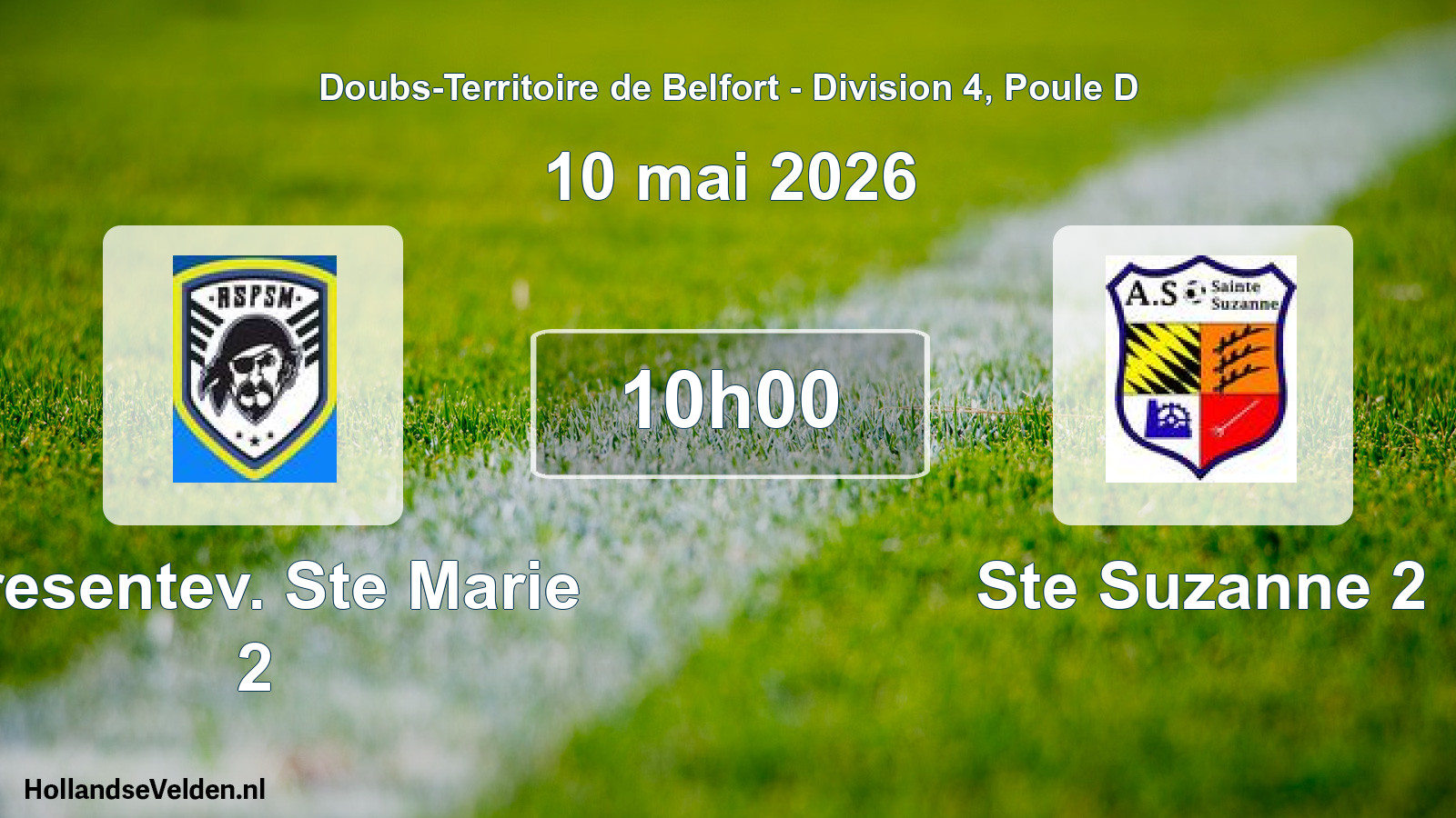 Scheduled Match: Presentev. Ste Marie 2 - Ste Suzanne 2 (10 May 2026)