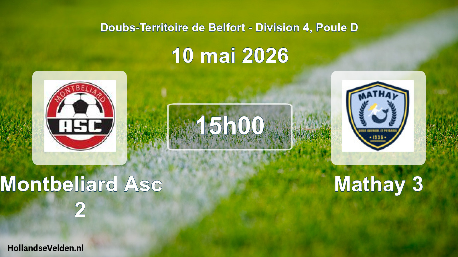 Match programmé: Montbeliard Asc 2 - Mathay 3 (10 mai 2026)