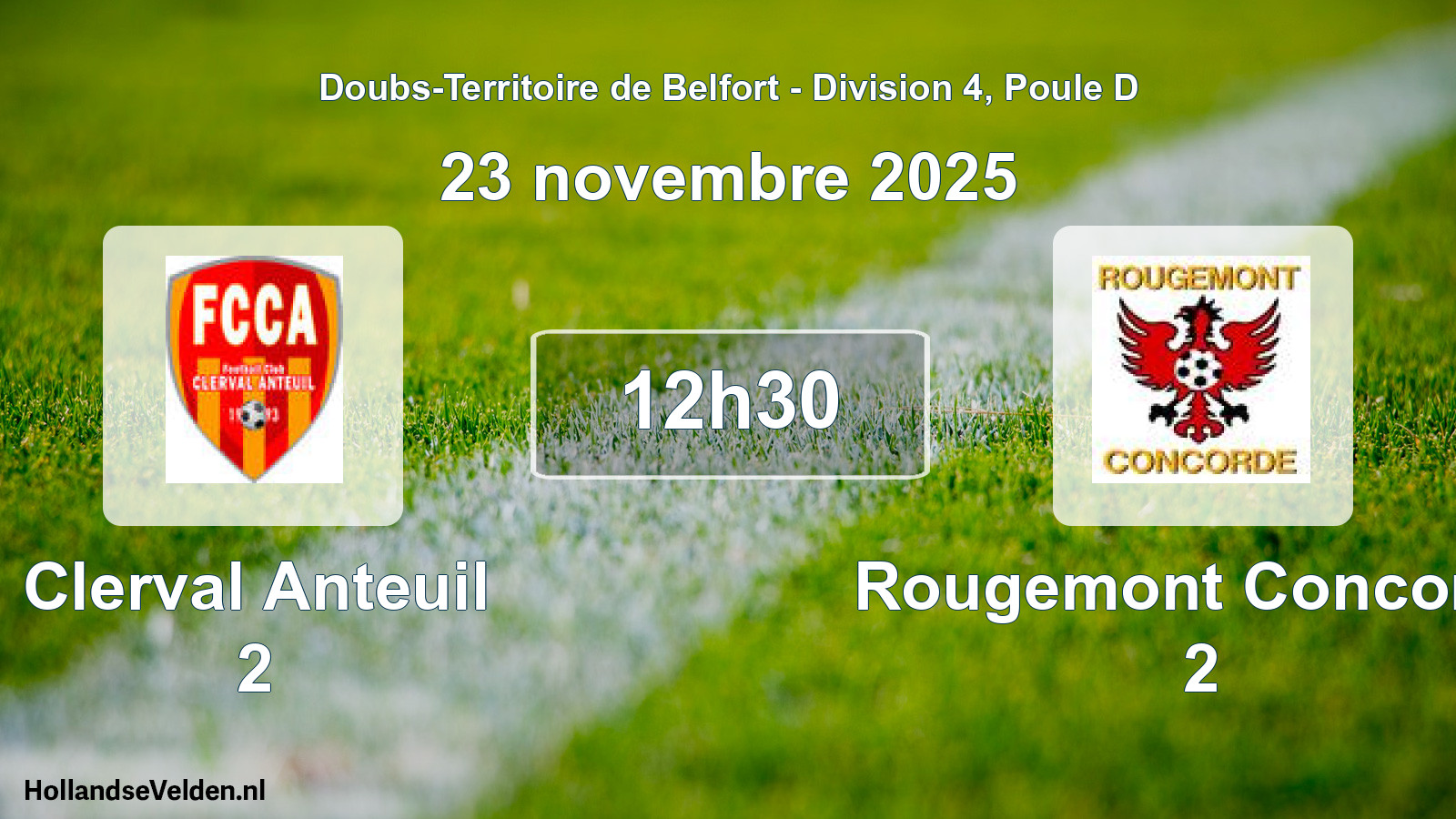 Match programmé: Clerval Anteuil 2 - Rougemont Concorde 2 (23 novembre 2025)