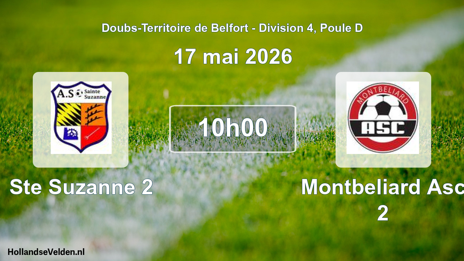 Match programmé: Ste Suzanne 2 - Montbeliard Asc 2 (17 mai 2026)
