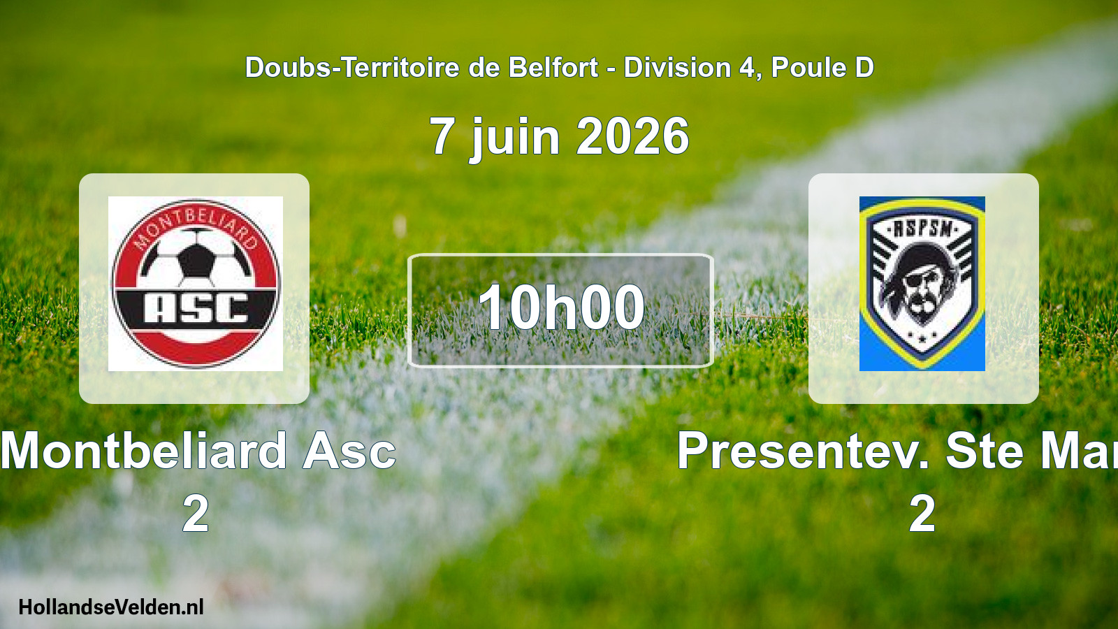 Geplande wedstrijd: Montbeliard Asc 2 - Presentev. Ste Marie 2 (7 juni 2026)
