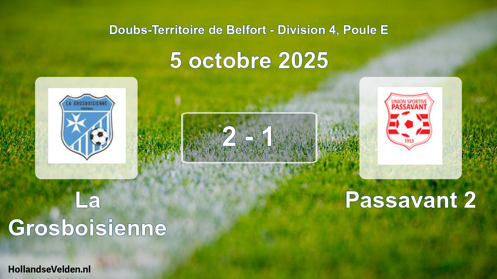 Total number of matches played: La Grosboisienne - Passavant 2 2 - 1 (5 October 2025)
