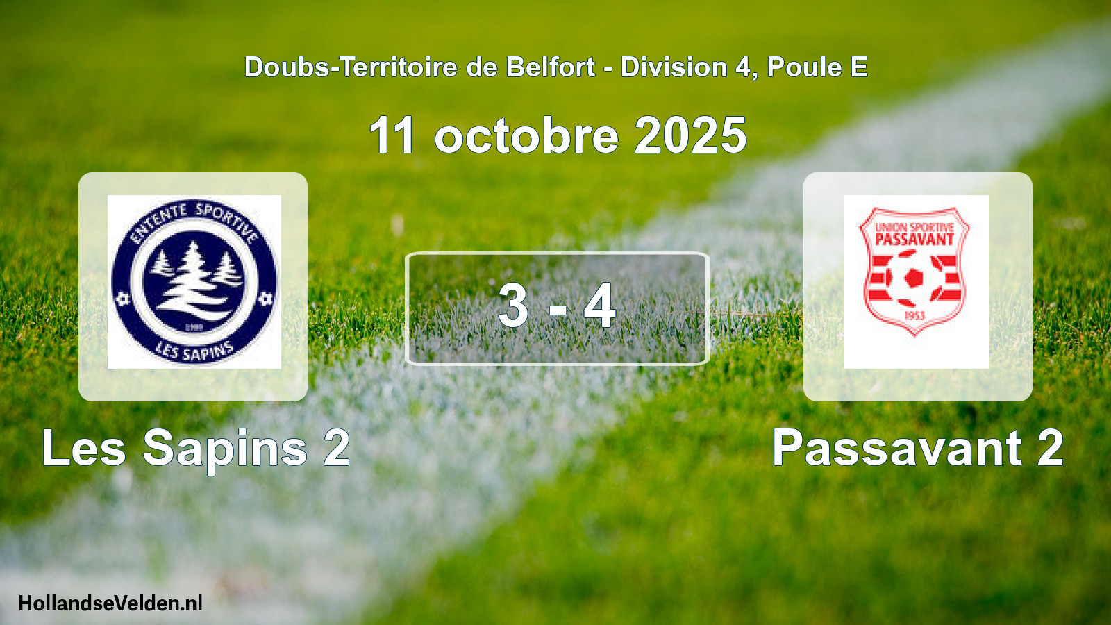 Match joué: Les Sapins 2 - Passavant 2 3 - 4 (11 octobre 2025)