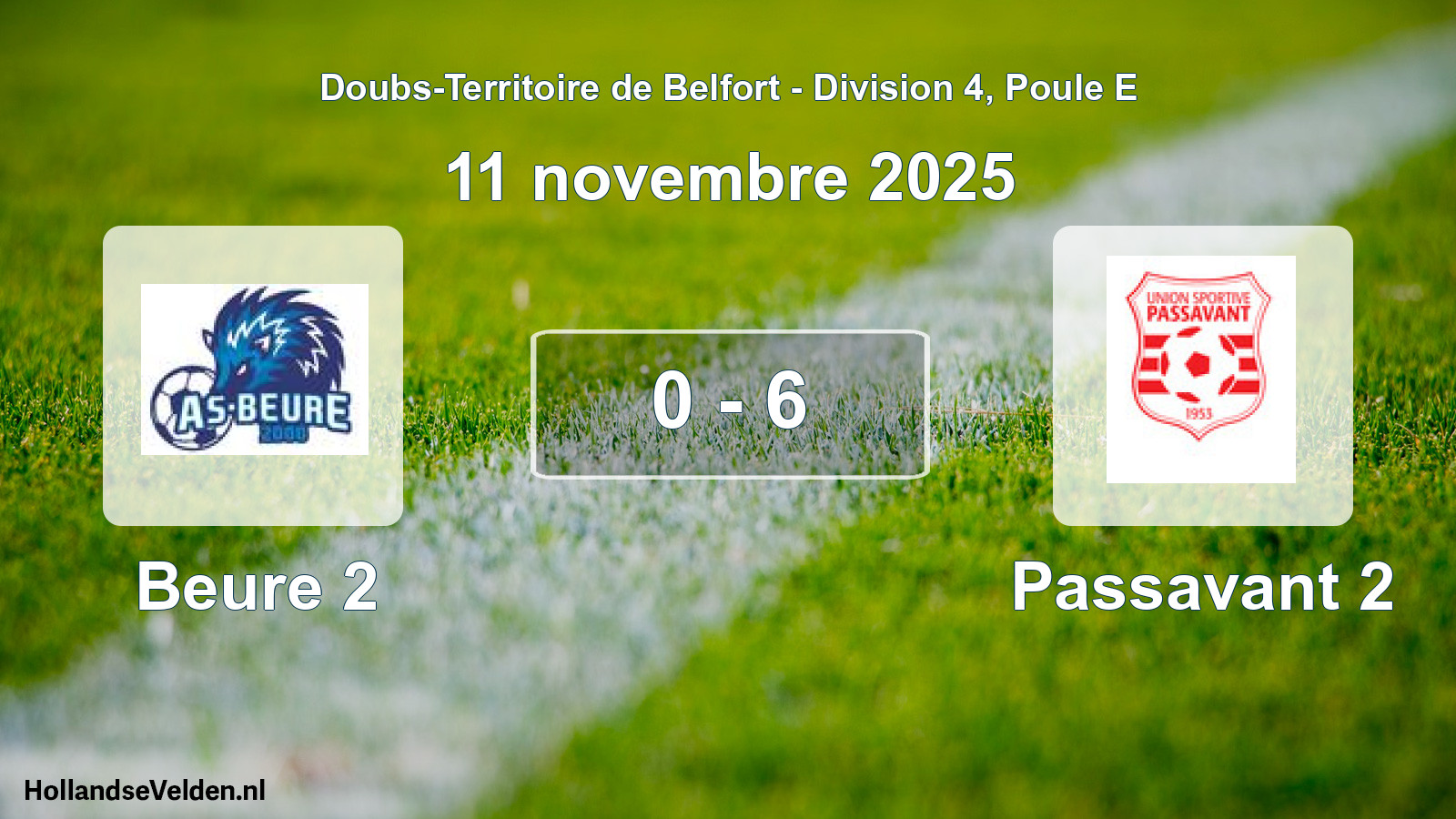 Match joué: Beure 2 - Passavant 2 0 - 6 (11 novembre 2025)