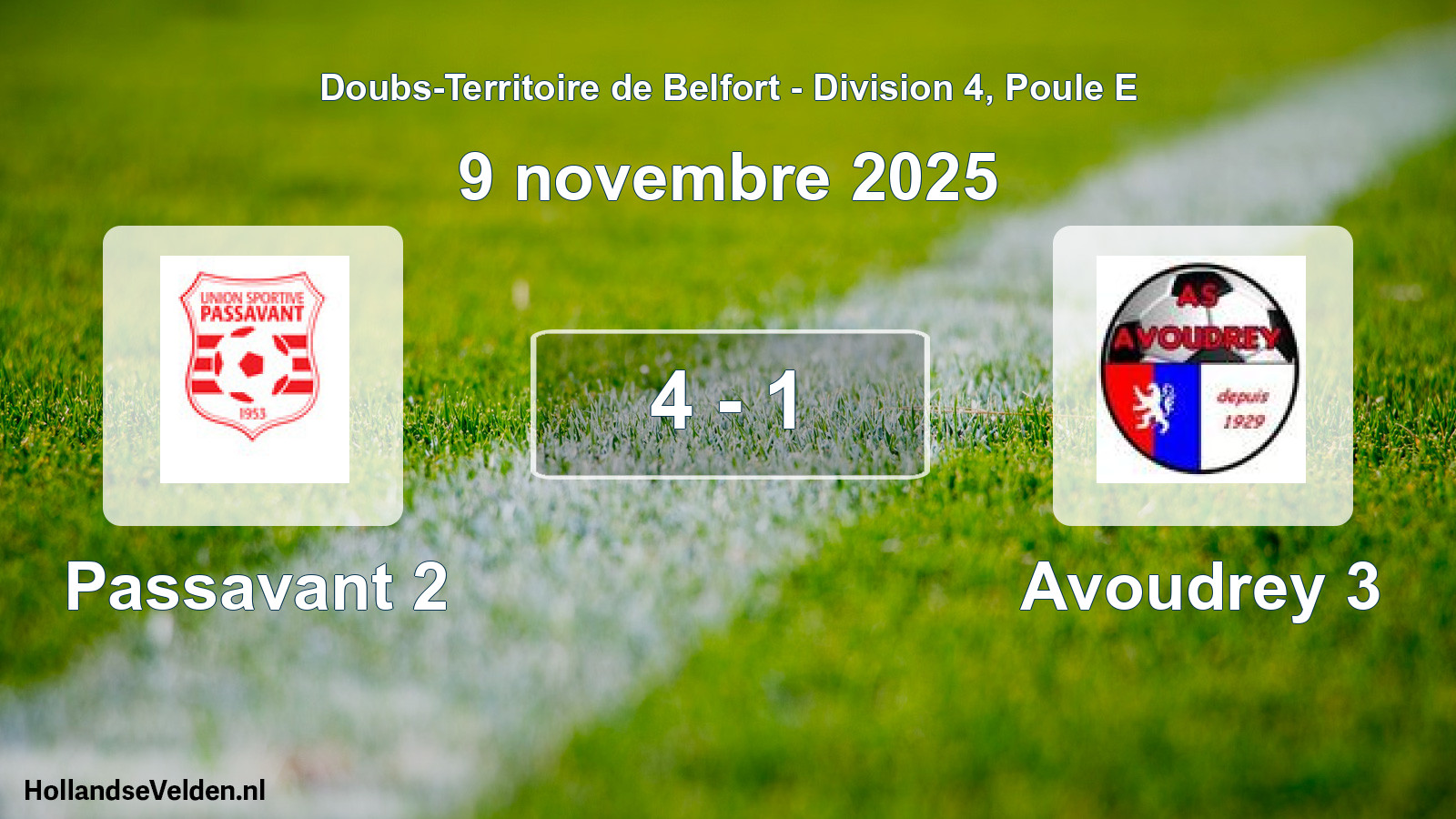 Total number of matches played: Passavant 2 - Avoudrey 3 4 - 1 (9 November 2025)