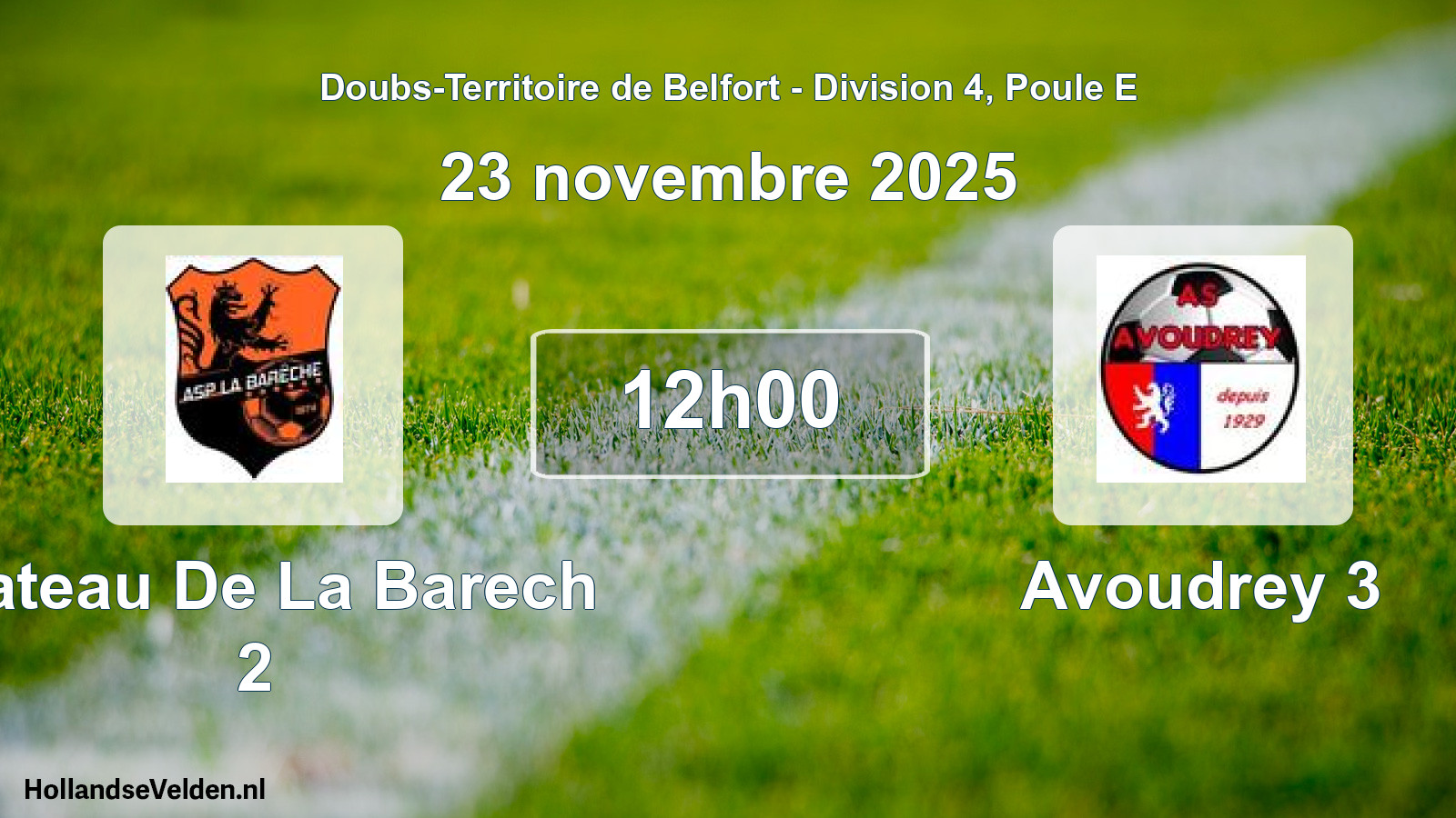 Match programmé: Plateau De La Barech 2 - Avoudrey 3 (23 novembre 2025)