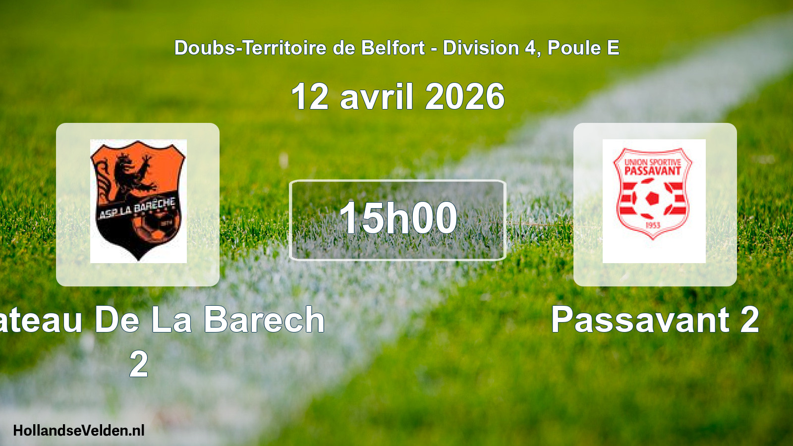 Match programmé: Plateau De La Barech 2 - Passavant 2 (12 avril 2026)