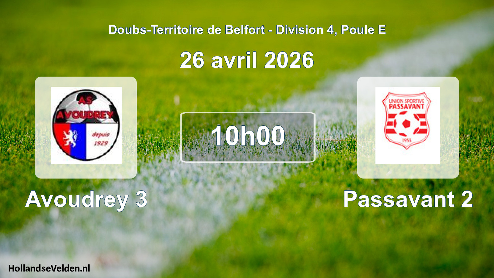 Scheduled Match: Avoudrey 3 - Passavant 2 (26 April 2026)