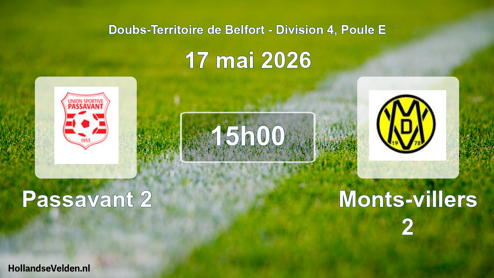 Scheduled Match: Passavant 2 - Monts-villers 2 (17 May 2026)