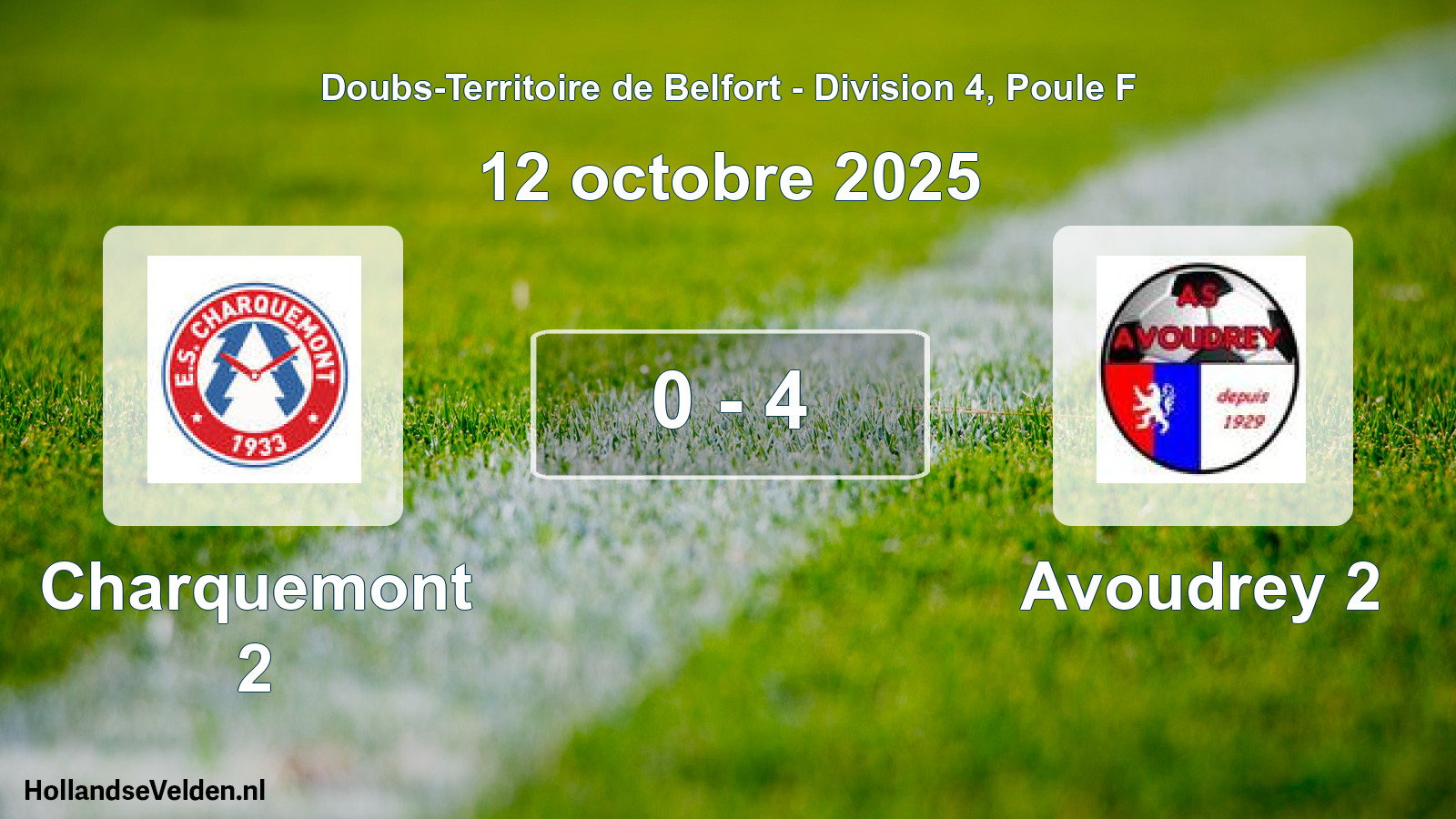Match joué: Charquemont 2 - Avoudrey 2 0 - 4 (12 octobre 2025)