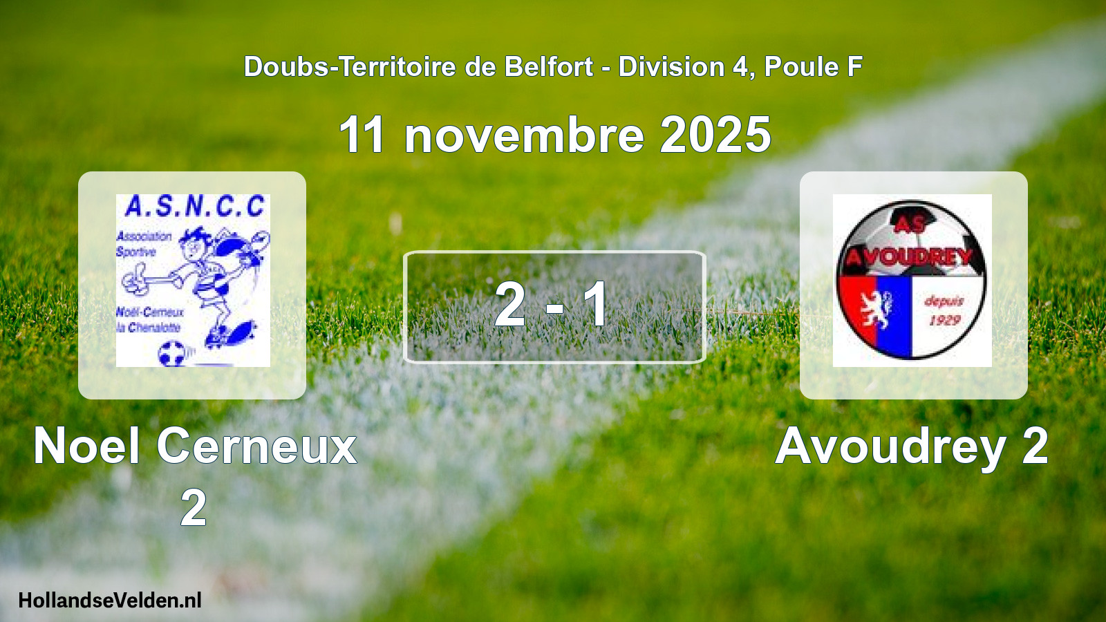 Match joué: Noel Cerneux 2 - Avoudrey 2 2 - 1 (11 novembre 2025)