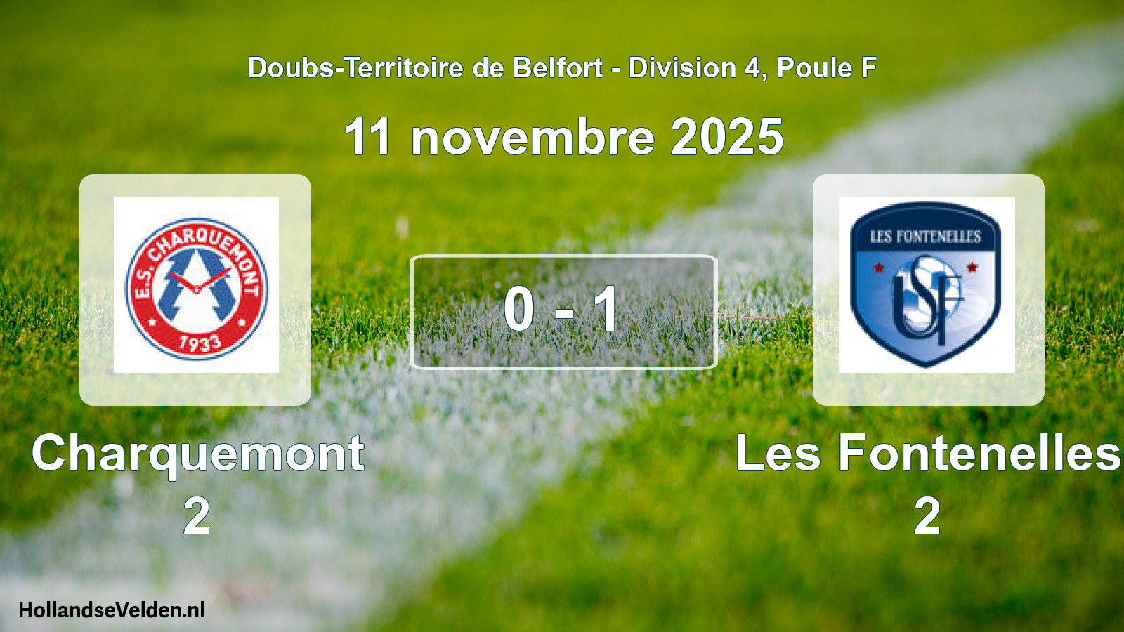 Match joué: Charquemont 2 - Les Fontenelles 2 0 - 1 (11 novembre 2025)