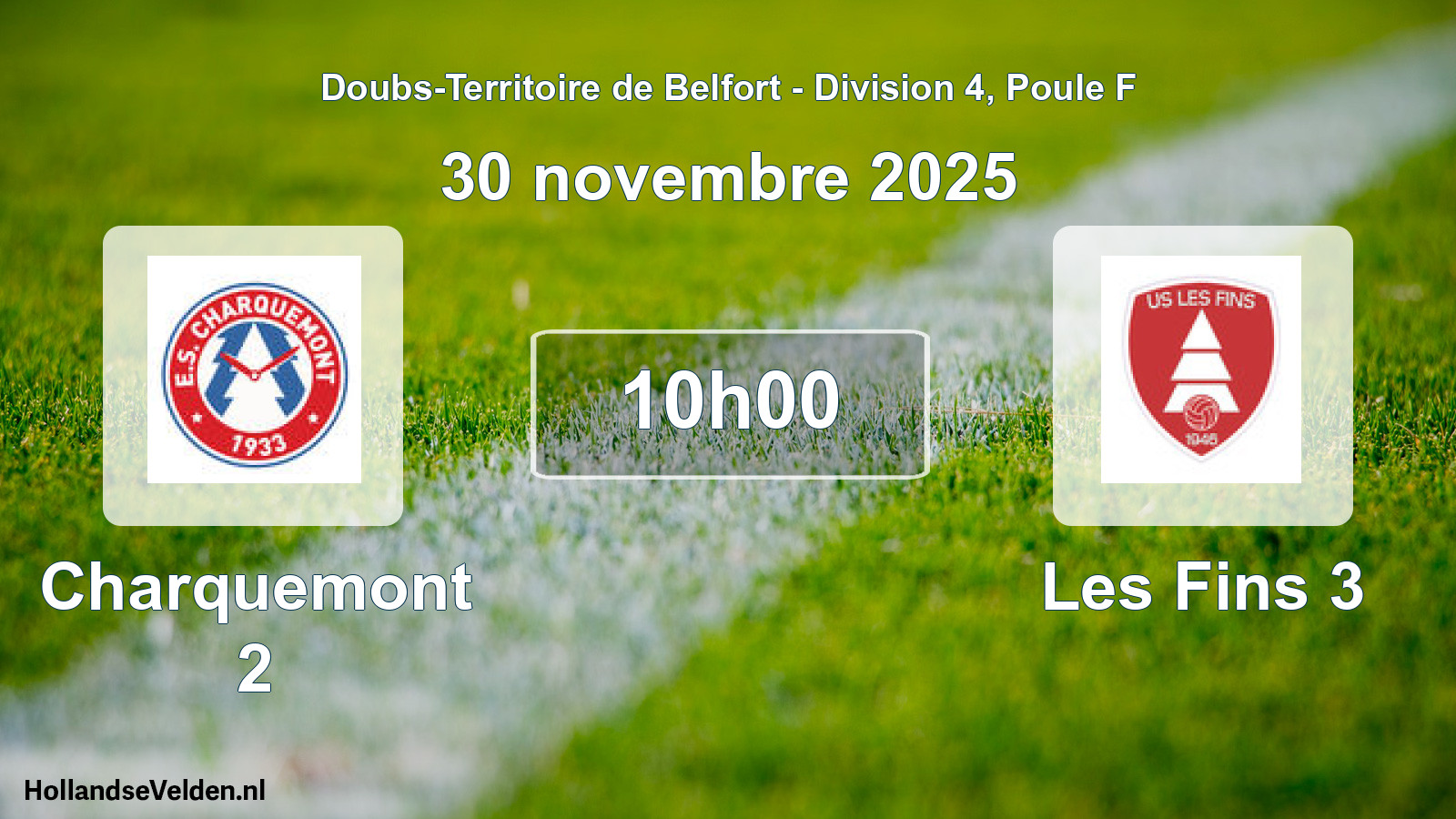 Match programmé: Charquemont 2 - Les Fins 3 (30 novembre 2025)