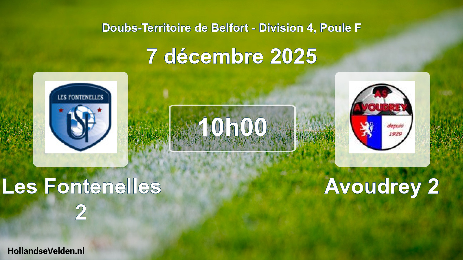 Geplande wedstrijd: Les Fontenelles 2 - Avoudrey 2 (7 december 2025)