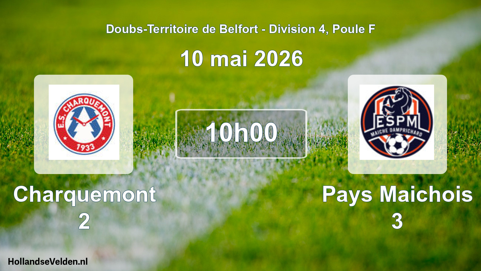 Match programmé: Charquemont 2 - Pays Maichois 3 (10 mai 2026)