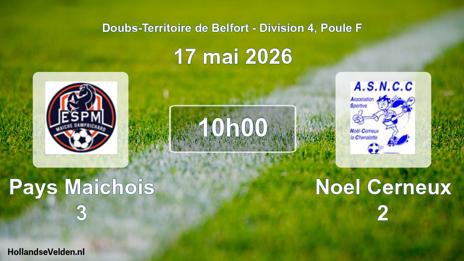 Match programmé: Pays Maichois 3 - Noel Cerneux 2 (17 mai 2026)