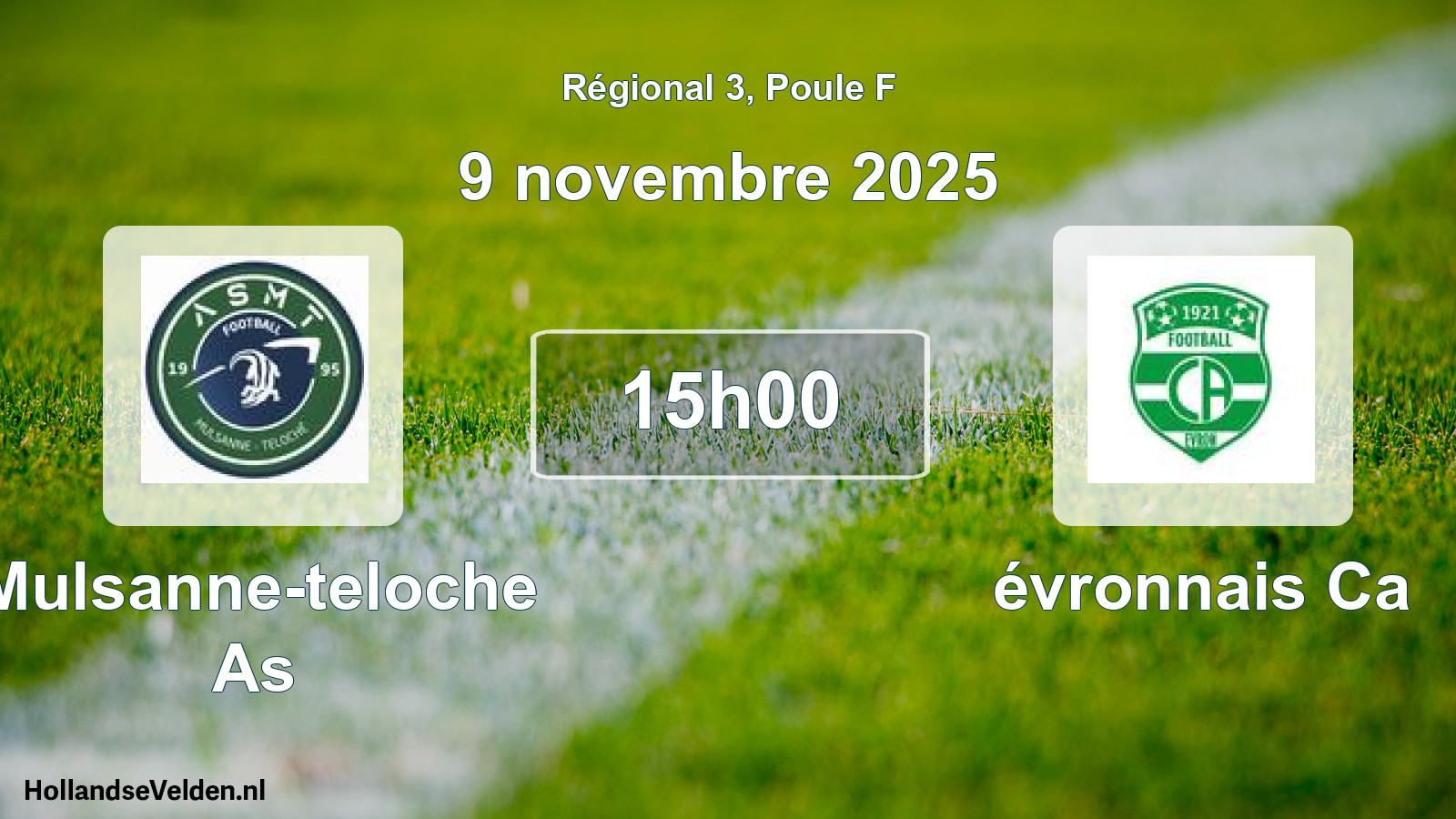 Geplande wedstrijd: Mulsanne-teloche As - évronnais Ca (9 november 2025)