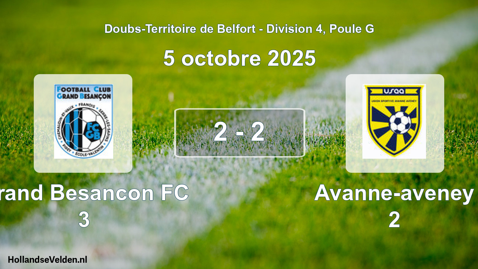 Match joué: Grand Besancon FC 3 - Avanne-aveney 2 2 - 2 (5 octobre 2025)