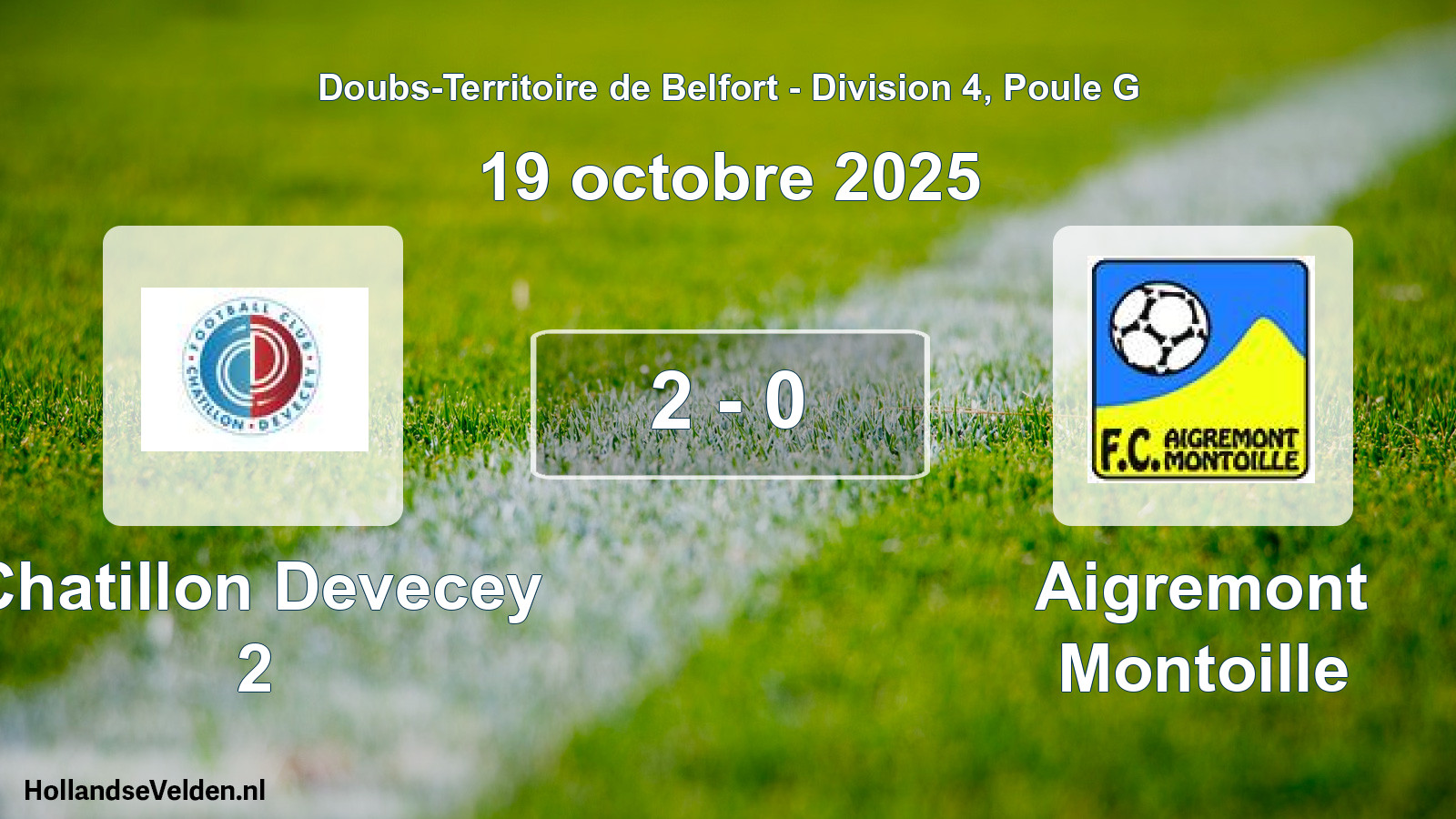 Gespeelde wedstrijd: Chatillon Devecey 2 - Aigremont Montoille 2 - 0 (19 oktober 2025)