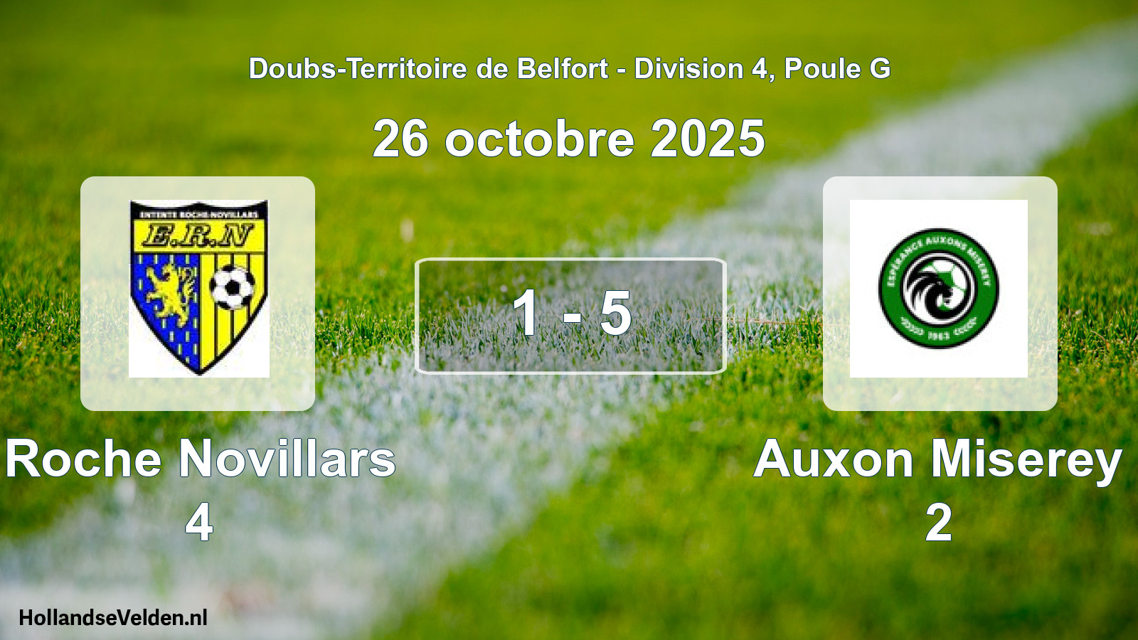 Match joué: Roche Novillars 4 - Auxon Miserey 2 1 - 5 (26 octobre 2025)