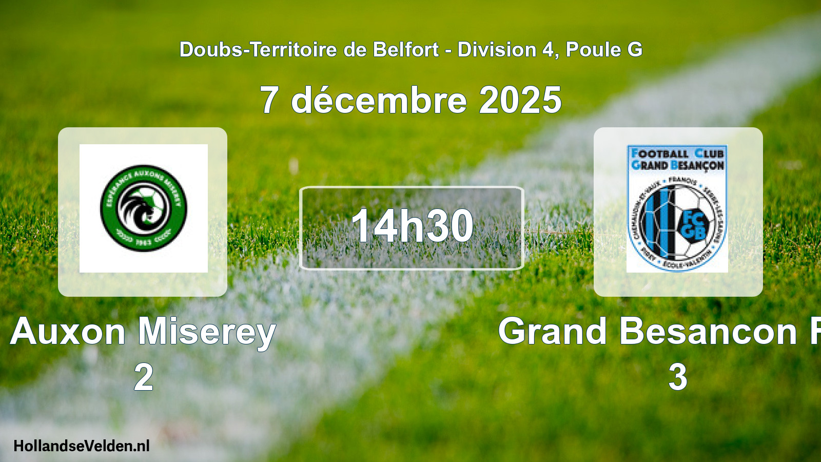Scheduled Match: Auxon Miserey 2 - Grand Besancon FC 3 (7 December 2025)