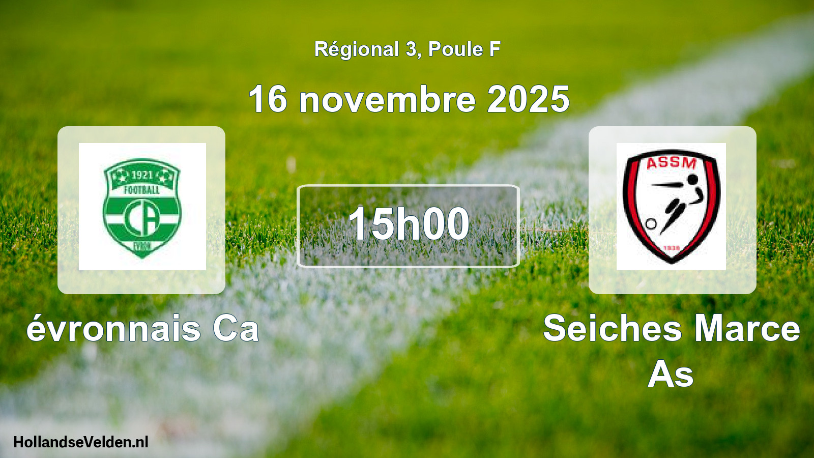 Scheduled Match: évronnais Ca - Seiches Marce As (16 November 2025)