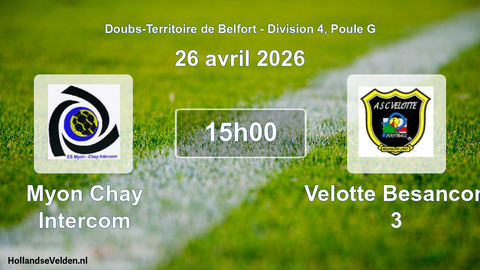 Match programmé: Myon Chay Intercom - Velotte Besancon 3 (26 avril 2026)