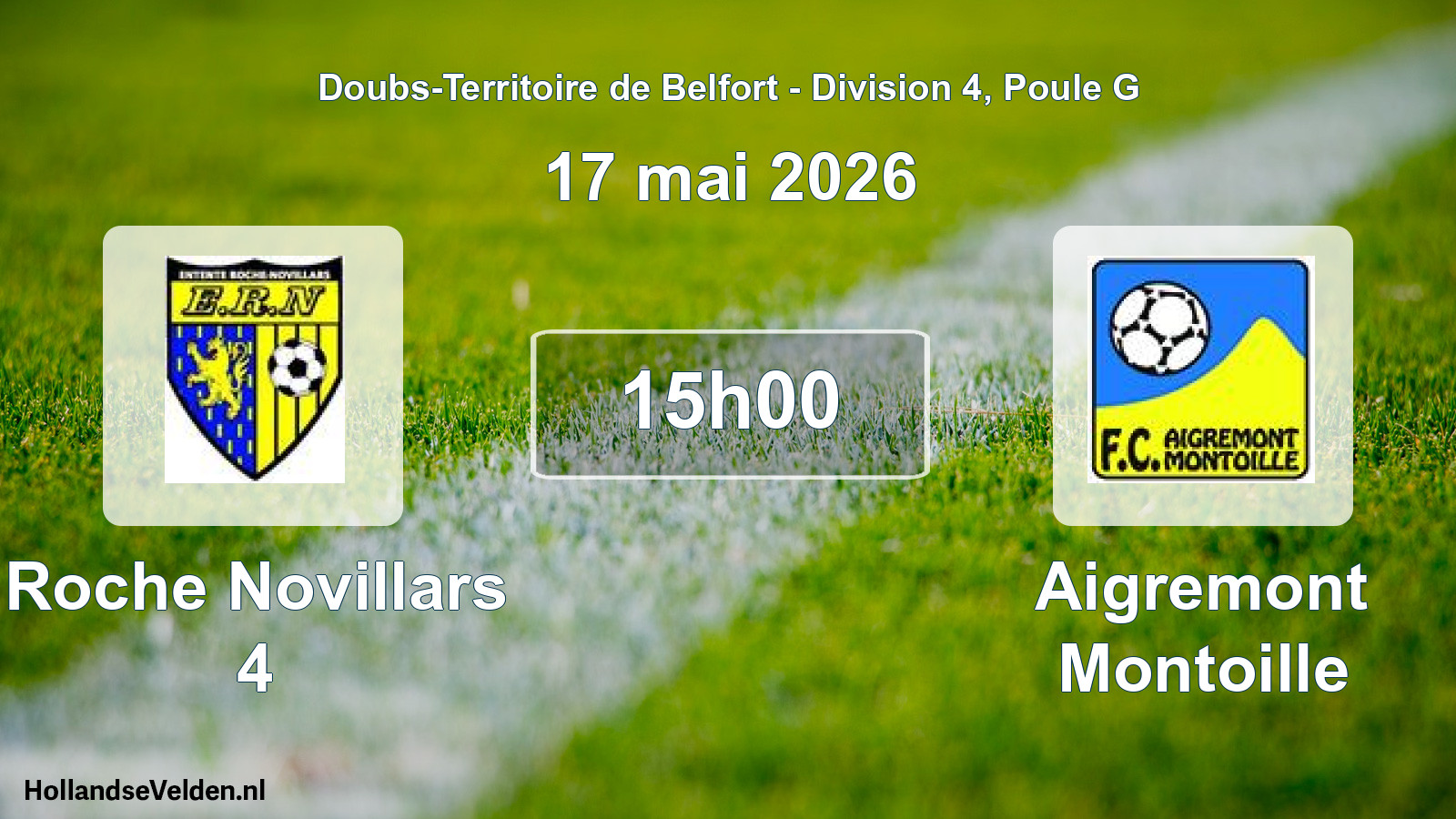 Match programmé: Roche Novillars 4 - Aigremont Montoille (17 mai 2026)