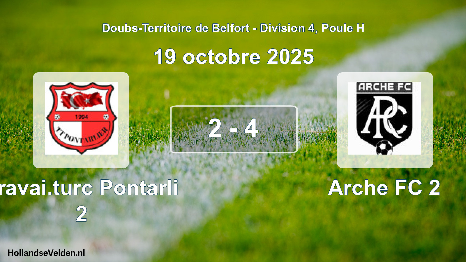 Total number of matches played: Travai.turc Pontarli 2 - Arche FC 2 2 - 4 (19 October 2025)