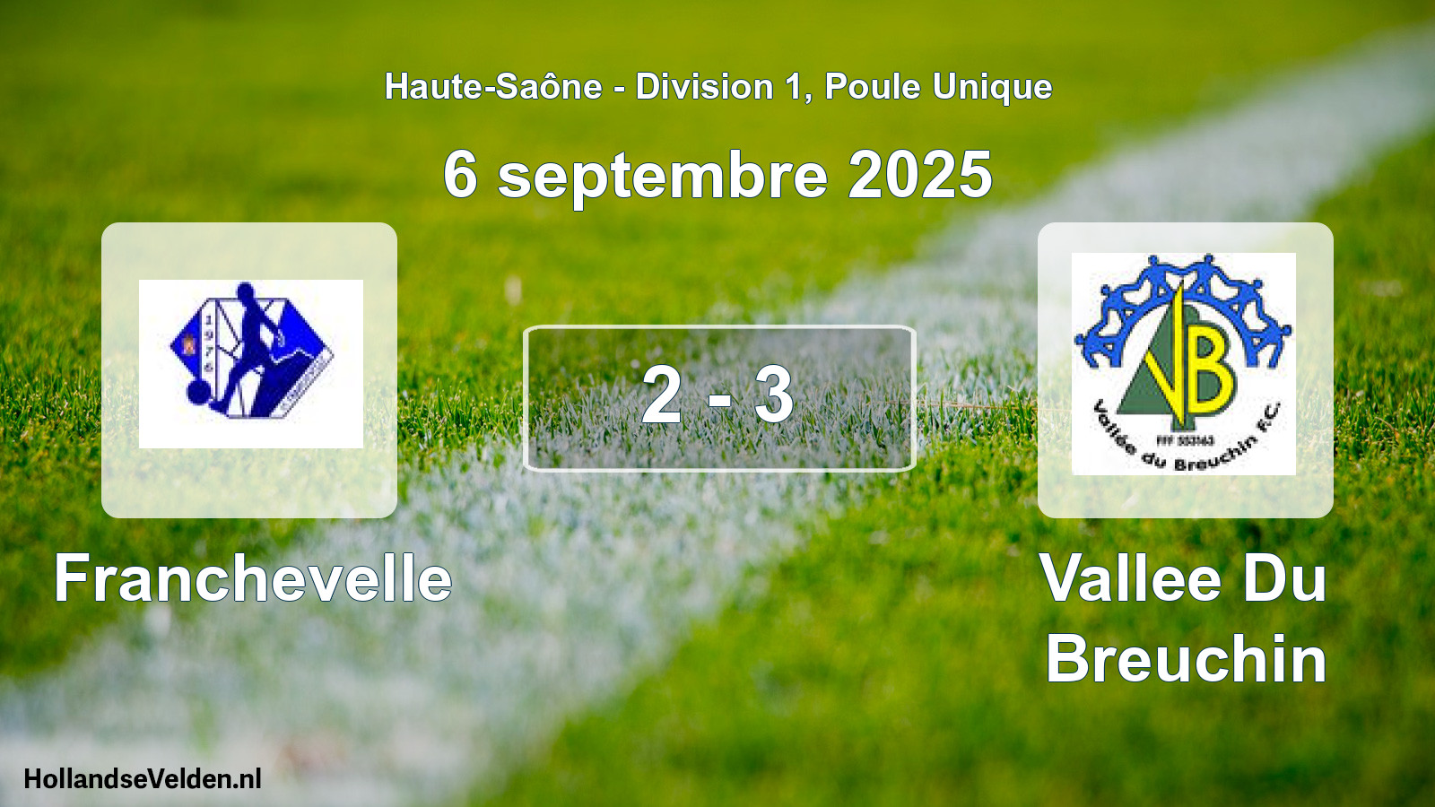 Match joué: Franchevelle - Vallee Du Breuchin 2 - 3 (6 septembre 2025)