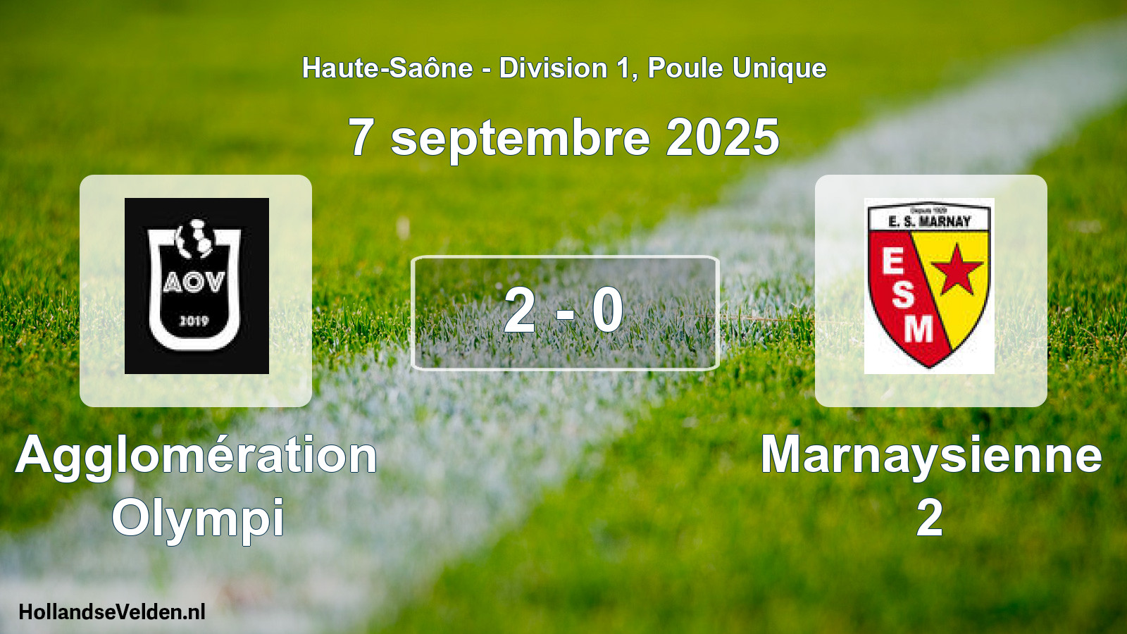 Gespeelde wedstrijd: Agglomération Olympi - Marnaysienne 2 2 - 0 (7 september 2025)